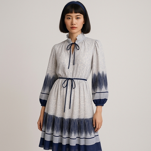 Vintage Liz Moody ⚜️ Chic Long Sleeve Gradient Dress - Picture 4 of 10